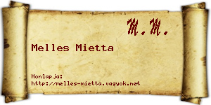 Melles Mietta névjegykártya